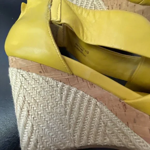 Cole Haan Mustard Yellow Leather Nike Air Wedge Sandals-Size 9.5 - Picture 4 of 10